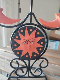 Portacandele tre bracci sole luna