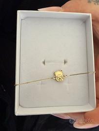 Bracciale argento 925 placcato oro orsetto