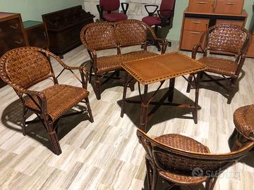 Salottino in Rattan/Midollino Vintage