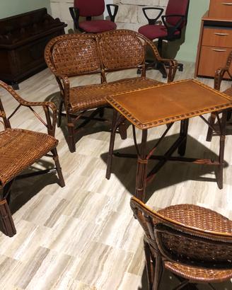 Salottino in Rattan/Midollino Vintage