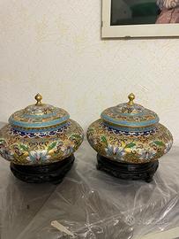 Coppia di vasi in Cloisonnè