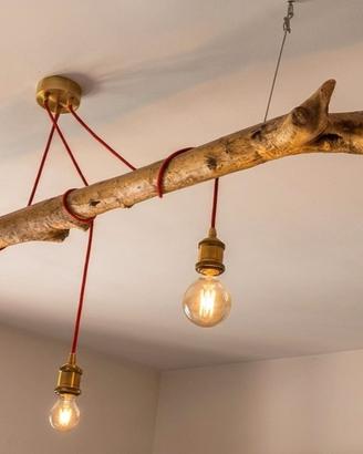 Lampadario design in legno