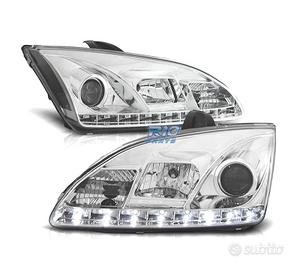FARI FORD FOCUS 04-08 LUCE DIURNA A LED FONDO CROM