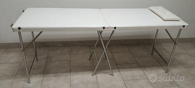 Lettino da massaggi in pelle bianca portatile