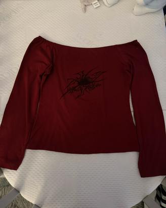 Maglia a maniche lunghe con spalle scoperte Y2k