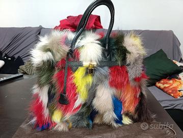 Borsa in pelle e pelliccia artigianale 