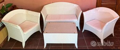 Salotto da giardino in rattan colore bianco CROFF