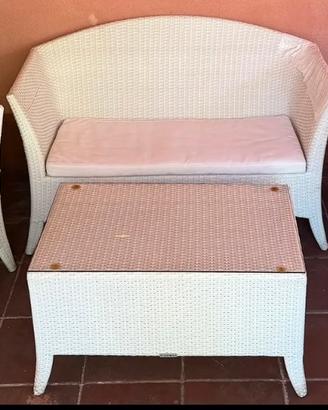 Salotto da giardino in rattan colore bianco CROFF