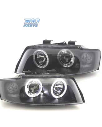 FARI PER AUDI A4 B6 00-04 ANGEL EYES CCFL FONDO NE