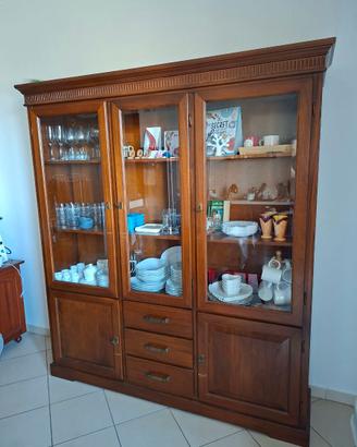 Cristalliera 3 porte 3 cassetti legno 180x40x200