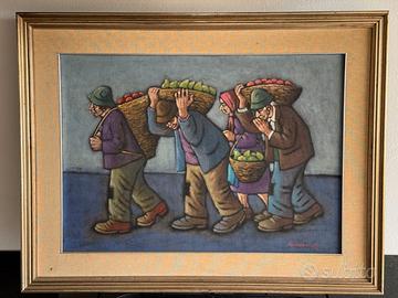Quadro Giuseppe Facchinelli "Portatori di frutta"