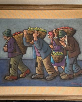 Quadro Giuseppe Facchinelli "Portatori di frutta"