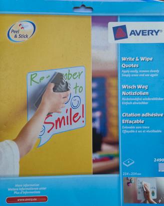 2 lavagne Avery adesive + cancellino e pennarelli