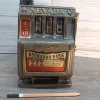 Vintage Nevada Buckaroo Bank Toy Slot Machine