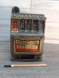 Vintage Nevada Buckaroo Bank Toy Slot Machine