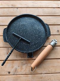 Crêpiera e bistecchiera con manico svitabile