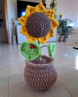 Girasole realizzato all'uncinetto 