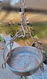 Antica pentola in rame da camino.fine 800