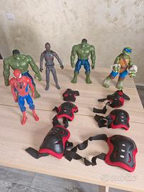 Lotto Supereroi Marvel e Tartaruga Ninja + Protezi