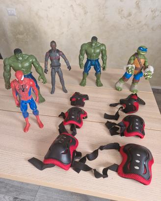 Lotto Supereroi Marvel e Tartaruga Ninja + Protezi