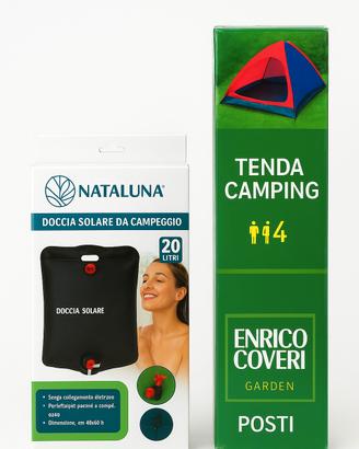 Tenda 4 posti + doccia solare da campeggio NUOVI