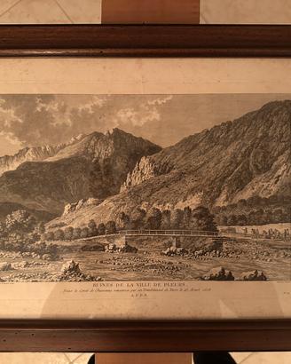 Incisione d’epoca “Ruines de la ville de Pleurs”