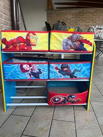 Scaffale porta giochi avengers/spiderman
