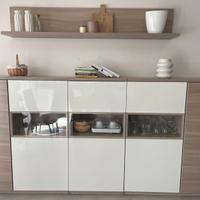 Madia moderna grande design - bianco lucido rovere