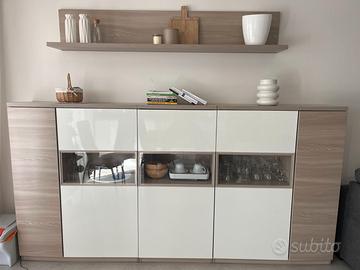 Madia moderna grande design - bianco lucido rovere