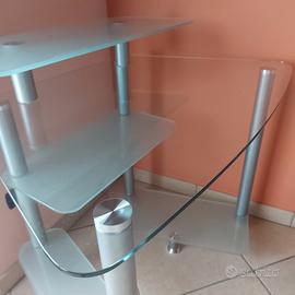 scrivania in vetro angolare 