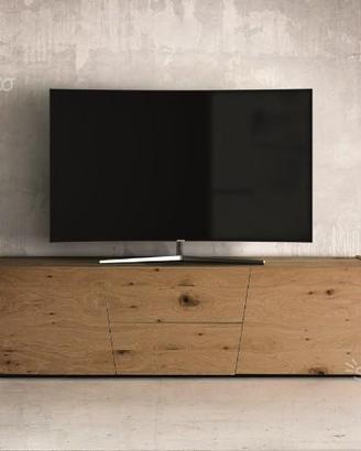 Porta tv in rovere nodato o bianco spazzolato