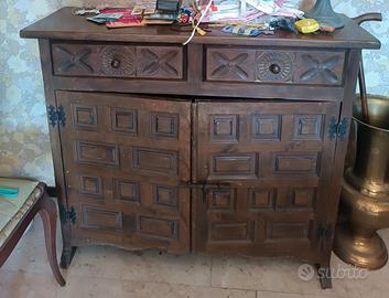 credenza arte povera legno 2 cassetti 2 ante