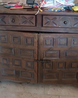credenza arte povera legno 2 cassetti 2 ante