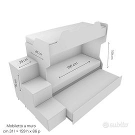 3 letti cameretta con scala + mobiletto
