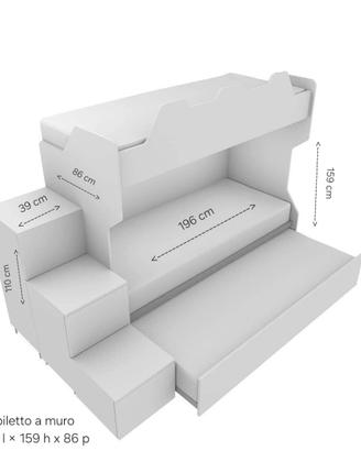 3 letti cameretta con scala + mobiletto TRATTABILE