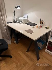 Scrivania Legno Massello Bianca