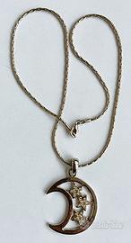 Collana ammaliante -ciondolo luna+stelle vintage