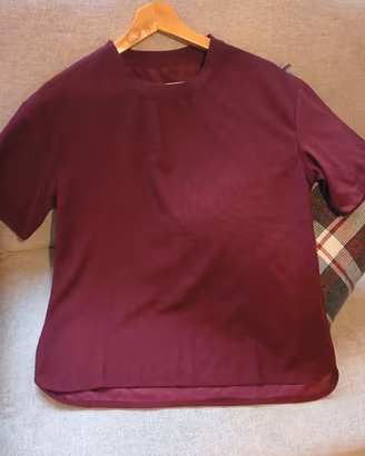 T-shirt tecnica sportiva bordeaux da ragazzo