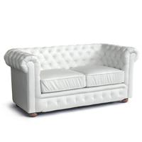 Divano 2 posti similpelle bianco stileChesterfield