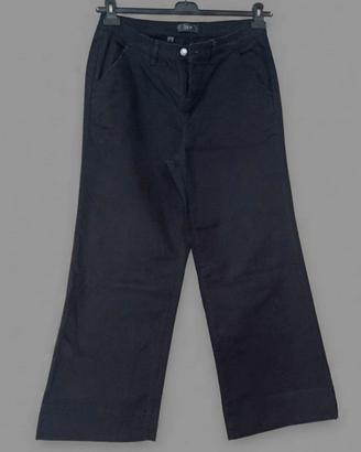 pantaloni neri cotone taglia forte 50 gamba larga