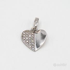 Ciondolo in oro bianco 9 kt a cuore S.87