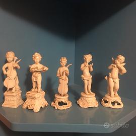 Set 5 statuette Putti Musicisti . Ceramica Bassano