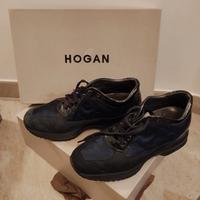 Hogan donna in pelle scamosciata blu e vernice