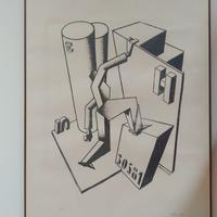 Ivo Pannaggi - Il costruttore - Litografia firmata