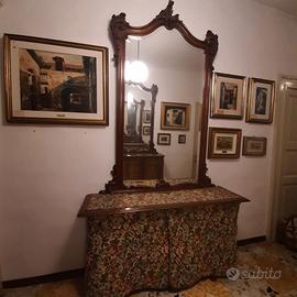 2 specchi molati identici fine 800 cornice noce.