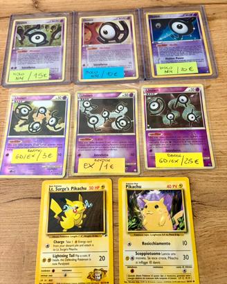 Lotto carte Pokemon old Unown HOLO+ 2 set base
