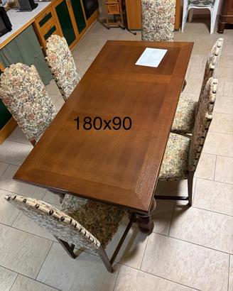 tavolo legno con sei sedie da soggiorno 