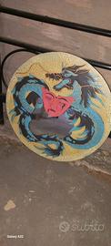 Specchio rotondo decorato drago orientale