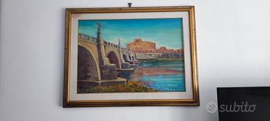 Dipinto olio su tela Castel Sant'Angelo 1989