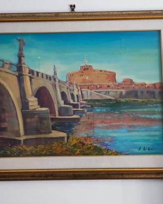 Dipinto olio su tela Castel Sant'Angelo 1989